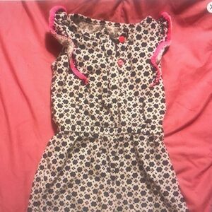 Sleeveless Floral Dress with Pink Trim